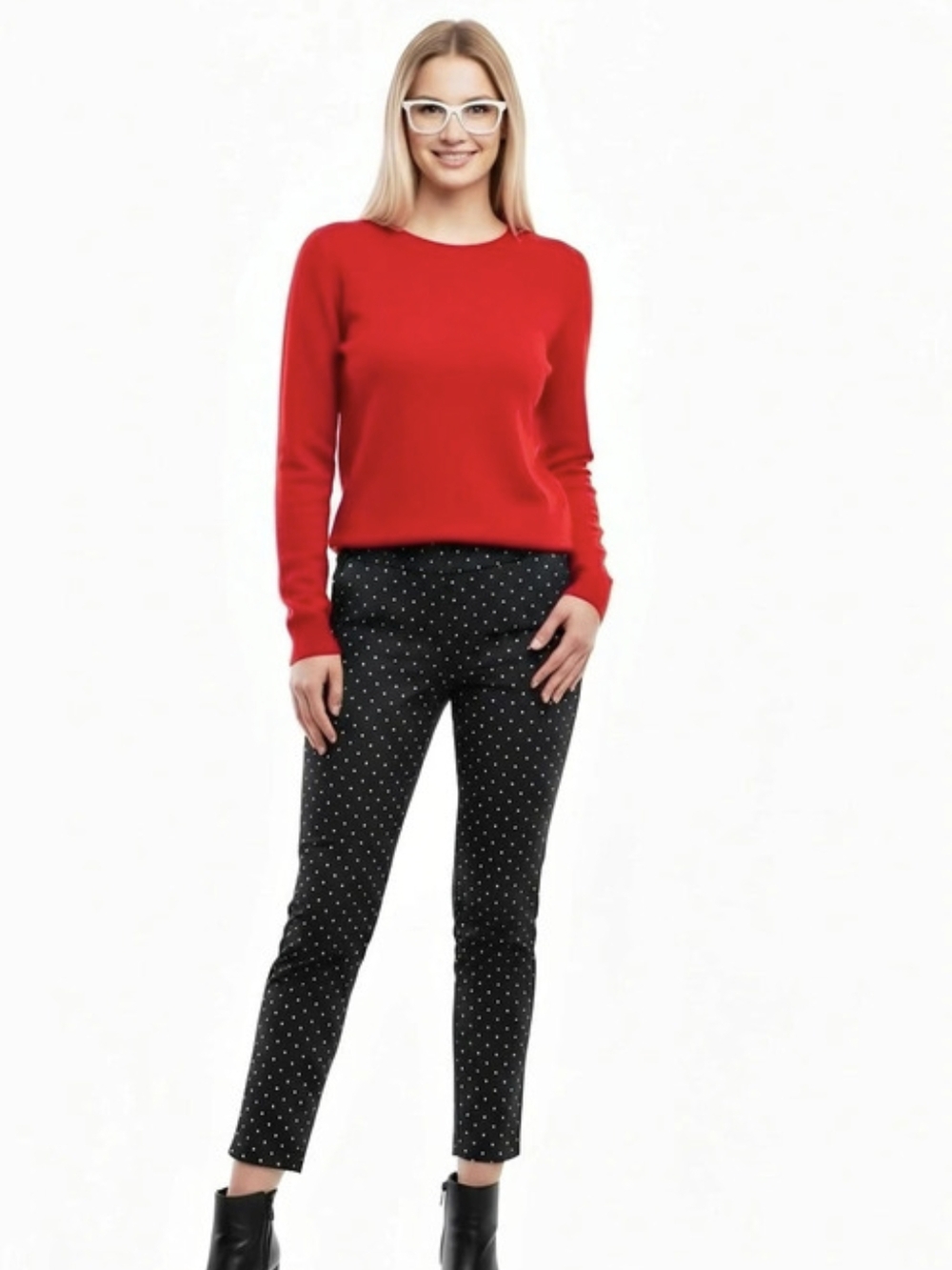 Liz Claiborne emma CLASSIC Polka Dot Ankle Pants Black & White Size 12